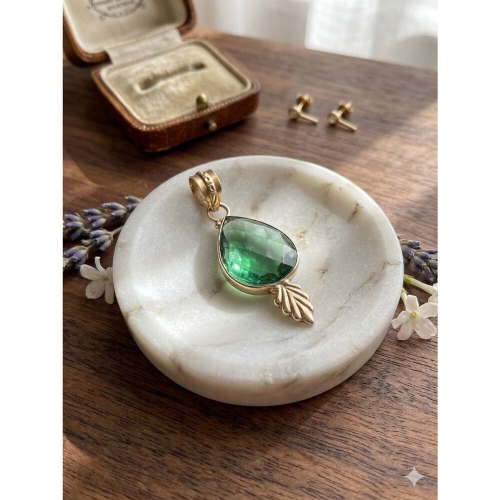 Dainty Green Gemstone Teardrop Pendant